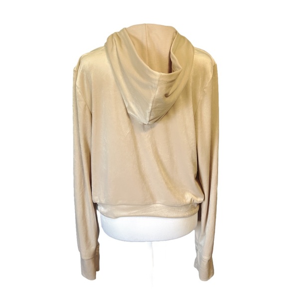 NWOT Aerie Offline Bright Lights Velour Hooded Full Zip Sweatshirt Cropped XL - Picture 3 of 7